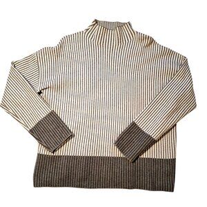 Rachel Zoe Womens Striped Funnel NeckSweater L Cozycore Cozy